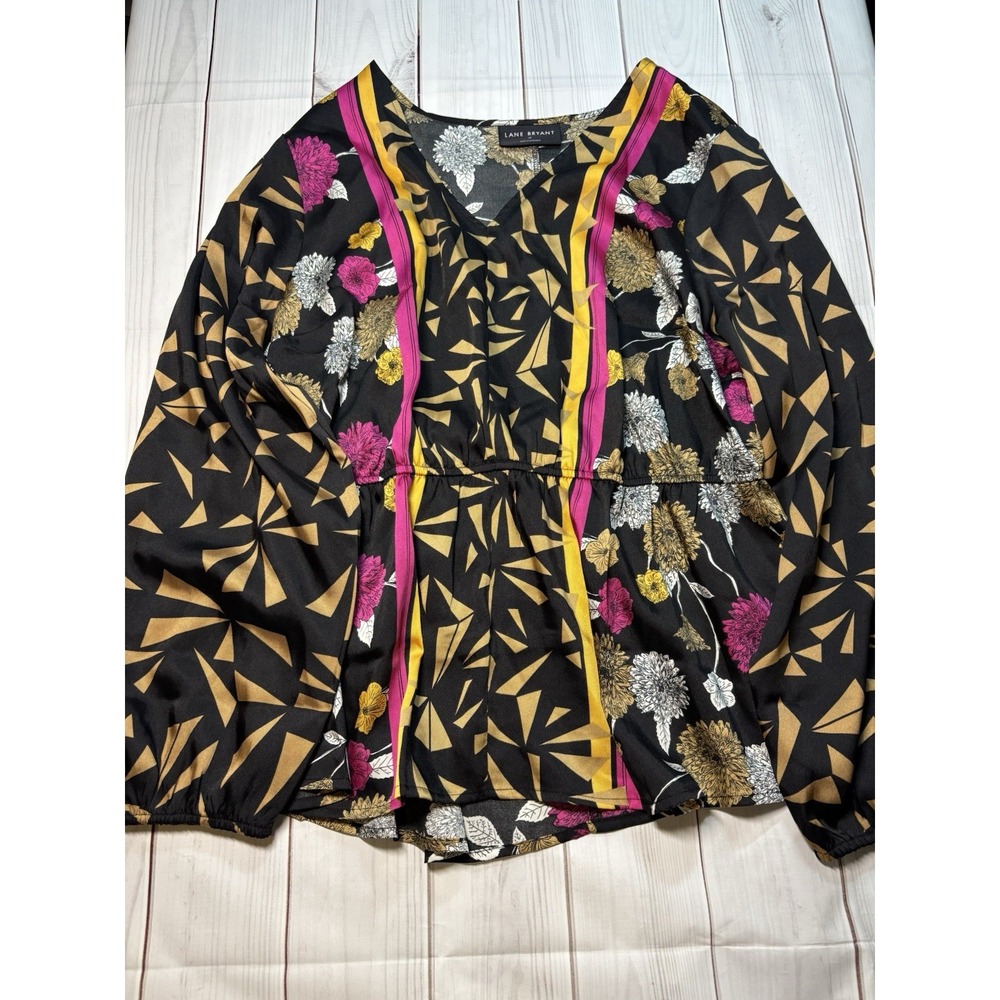 Women's Lane Bryant Long Sleeve Peplum Blouse Mixed Floral 16